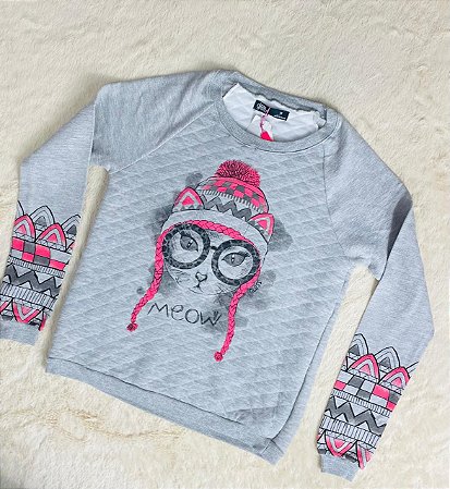 Blusa Juvenil de Moletom Feminina da Gloss Fechada