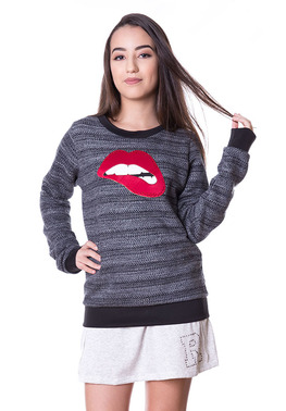 Blusão Infantil de Manga Longa Feminina Tweed Boca
