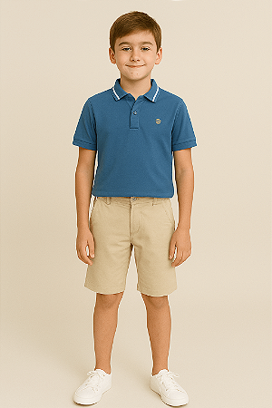 Conjunto Juvenil Masculino Camiseta Polo com Bermuda Sarja