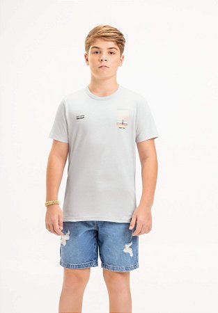 Camiseta Juvenil Masculina Malha de Algodão duas Cores
