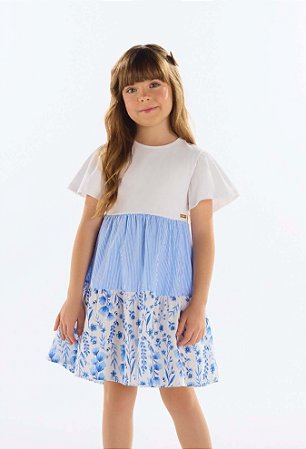 Vestido Infantil Casual da Quimby Algodão Fresquinho