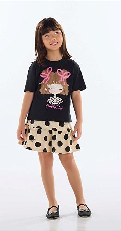 Conjunto Infantil com Saia da Quimby Shorts por Baixo