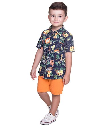 Conjunto Infantil Masculino da Have Fun Camisa Tropical