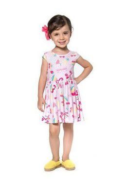 Vestido Infantil Rosa com Flamingos Pink de Malha da Mon Sucré