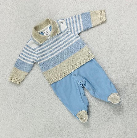 Macacão de Bebê Masculino de Tricô da Beth Bebê