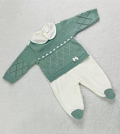 Macacão de Bebê Feminino de Tricô da Beth Bebê