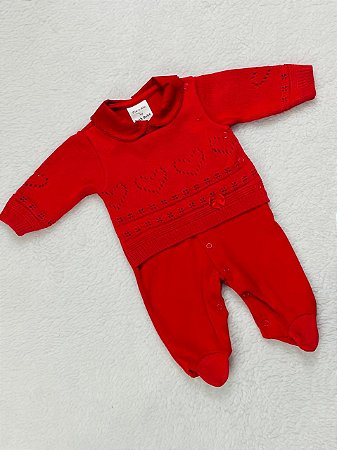 Macacão de Bebê Feminino de Tricô da Beth Bebê