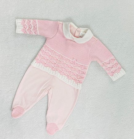 Macacão de Bebê Feminino de Tricô da Beth Bebê