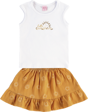 Conjunto Infantil Feminino com Saia Rodada