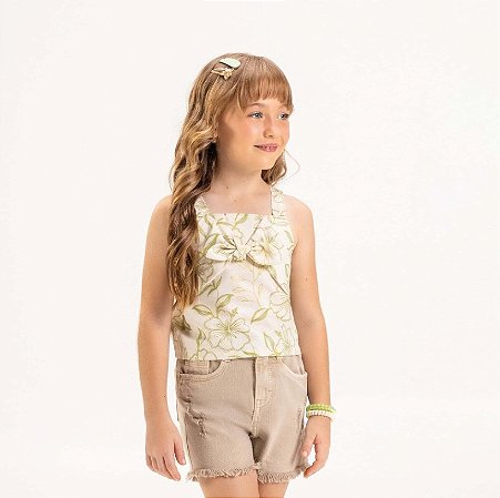 Blusa de Infantil de Verão Alça em Tecido Arrumada