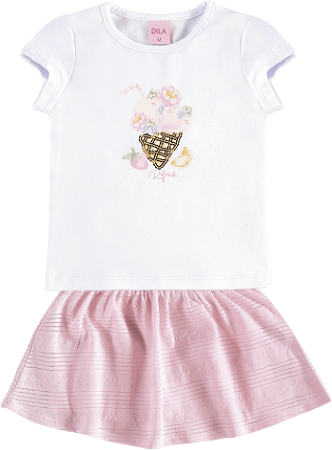 Conjunto de Bebê Feminino com Saia Rodada