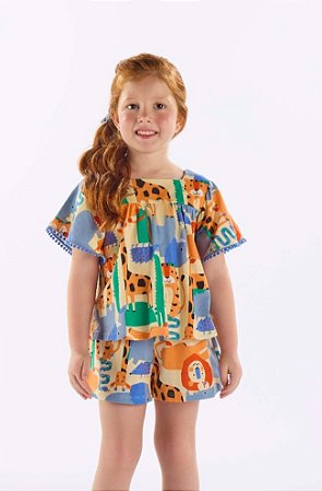 Conjunto Infantil Feminino da Up Baby Safari Laranja