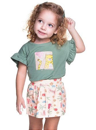 Conjunto Infantil Feminino da Have Fun com Shorts Saia