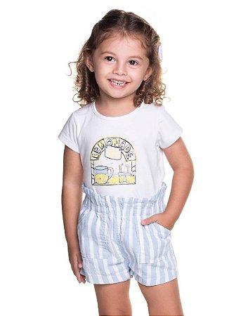 Conjunto Infantil Feminino da Have Fun com Shorts Listrado