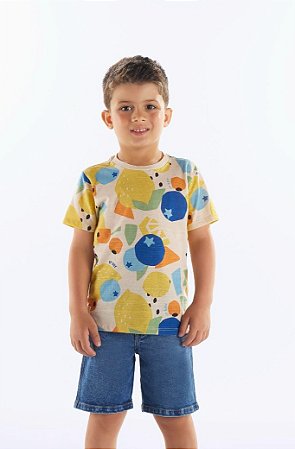 Camiseta Infantil da Up Baby Colorida Mangas Curtas
