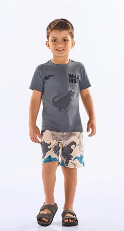 Conjunto Infantil Masculino da Up Baby Safari Cinza