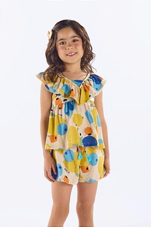 Conjunto Infantil Feminino Up Baby Colorido com Shorts