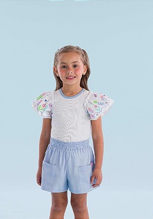 Conjunto Feminino Infantil da Mon Sucré Shorts Arrumadinho