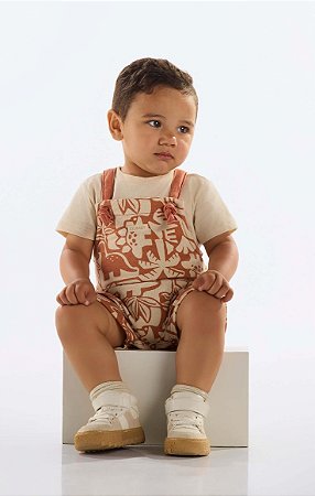 Jardineira de Bebê da Quimby Molinho Dinossauro