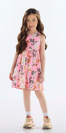 Vestido Infantil Casual da Quimby Fresquinho Bichos