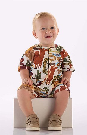 Romper de Bebê da Três e Já Curto 100% Algodão