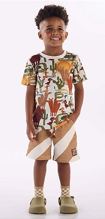 Conjunto Infantil Masculino da Três e Já Safari Divertido