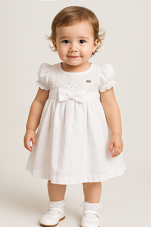 Vestido Infantil de Festa da D Tuia Branco Batizado