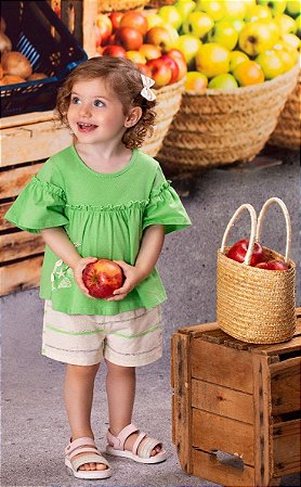 Conjunto Infantil Feminino de Verão Shorts Tecido