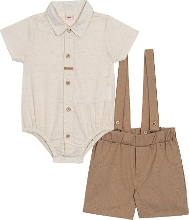 Conjunto de Bebê de Menino Social com Suspensório