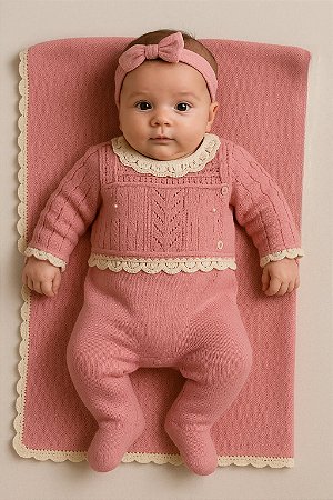 Kit Maternidade Feminina Malharia Noruega Tricô Trabalhado