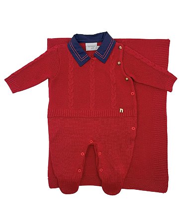 Kit Maternidade Masculino Malharia Noruega Vermelho