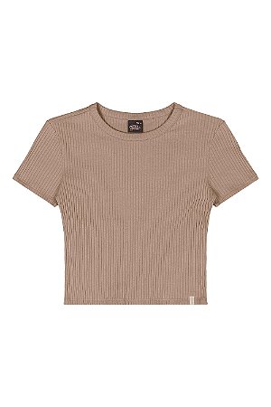 Blusa Juvenil da Gloss Malha Canelada Manga Curta