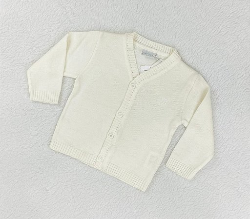 Blusa Infantil de Tricô para Meninos Aberta Off White