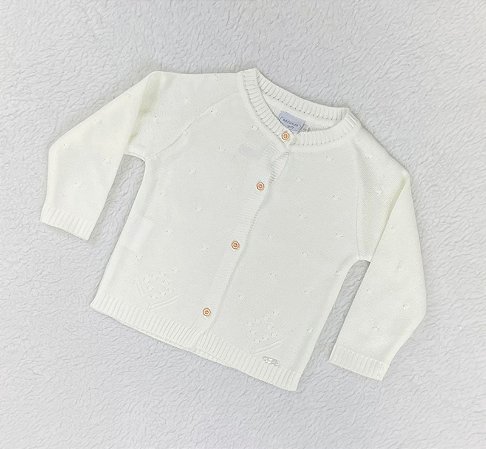 Blusa Infantil de Tricô para Meninas Aberta Off White