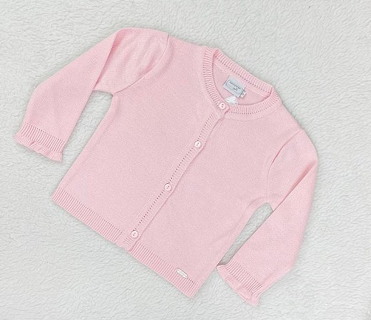 Blusa Infantil de Tricô para Meninas Aberta Rosa