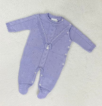 Macacão de Bebê em Tricô Lilás Malharia Noruega