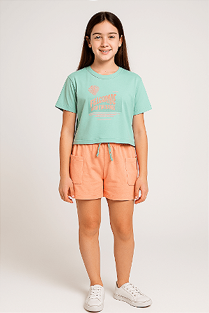 Conjunto Juvenil Feminino de Verão Shorts Moletinho