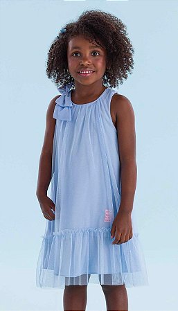 Vestido de Festa Infantil da Mon Sucré Tule Azul