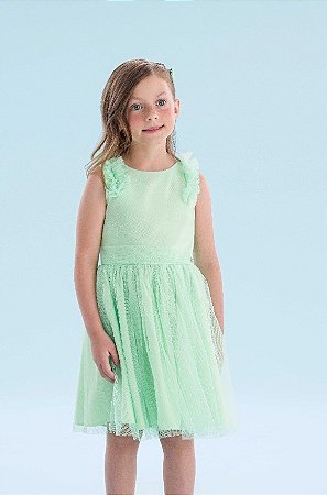 Vestido de Festa Infantil da Mon Sucré Tule Verde
