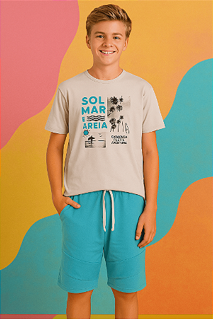 Conjunto Juvenil Masculino de Bermuda Moletom