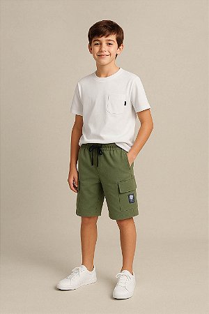 Bermuda Juvenil da Biogas Moletom Bolso Cargo
