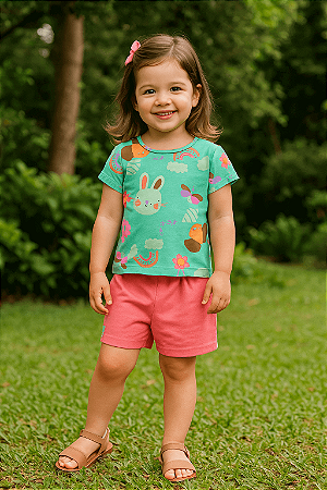 Conjunto Infantil Feminino da Bee Loop Shorts Moletom