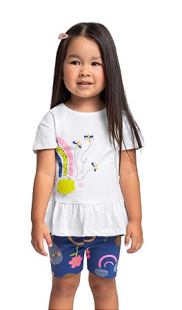 Conjunto Infantil da Bee Loop Bermuda de Cotton