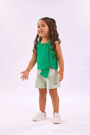 Conjunto Infantil Feminino de Algodão Shorts Fresquinho