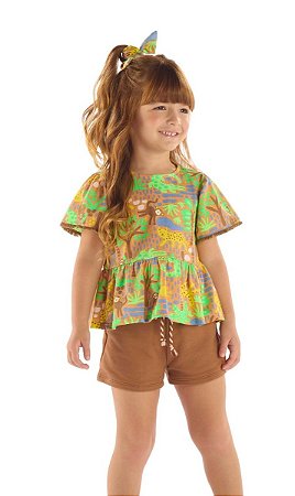 Conjunto Infantil Feminino da Up Baby Safari Marrom