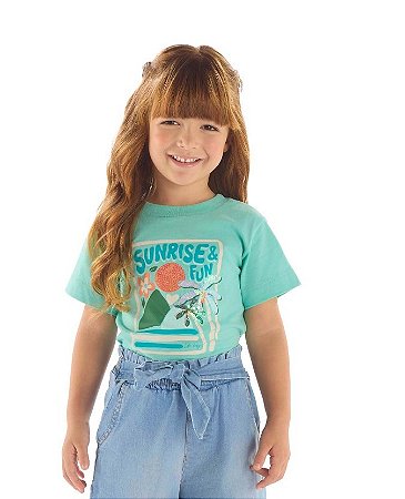 Blusa Infantil da Up Baby Manga Curta Tiffany Bordada