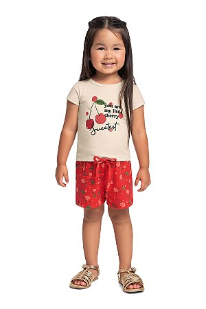 Conjunto Infantil Feminino da Bee Loop Shorts Cerejas