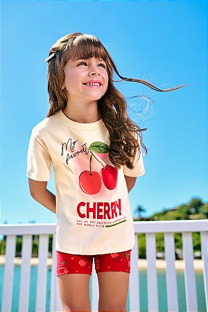 Conjunto Infantil da Bee Loop Bermuda de Cotton Cereja