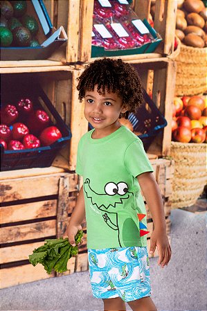 Conjunto de Bebê e Infantil Masculino com Bermuda Tactel