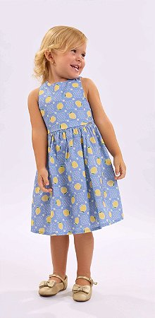 Vestido Infantil Fresquinho em Tecido Plano Limões